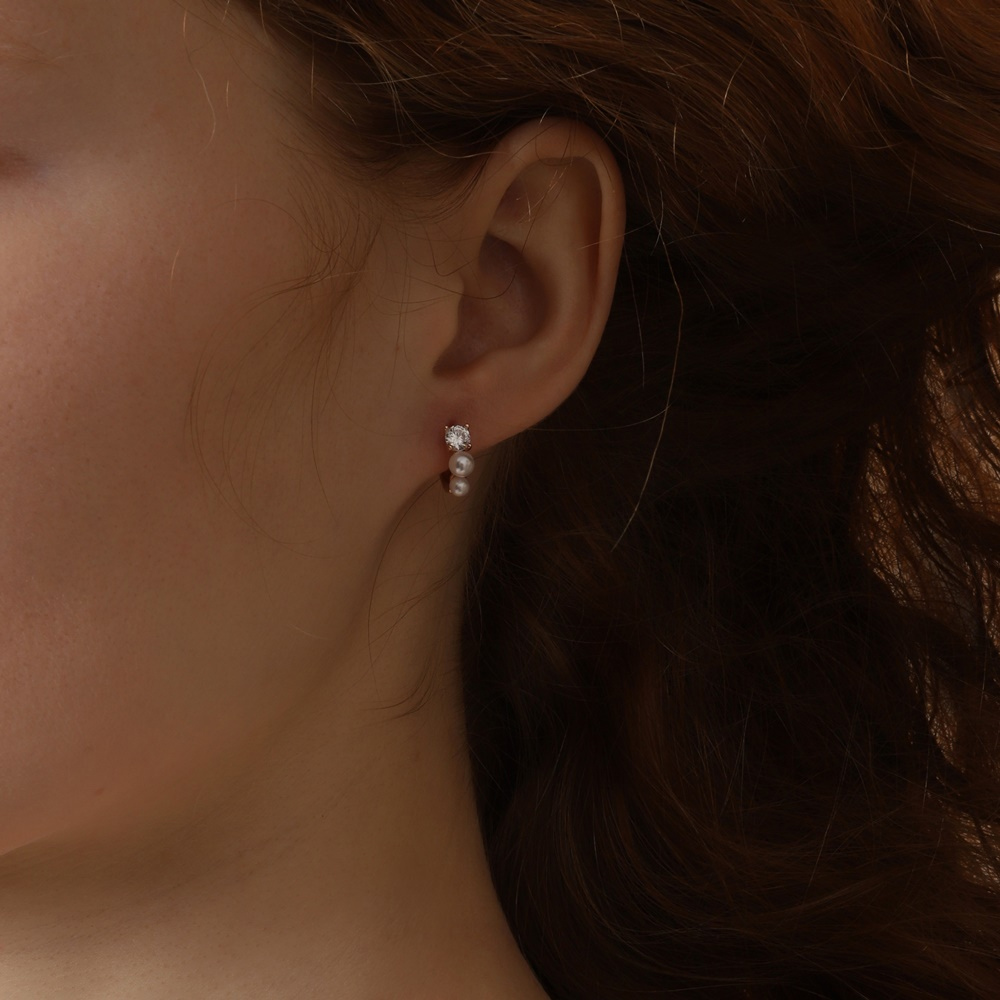 Ozel ES089E Premium Craftsmanship - Silver925 Pearl & Prong Earrings ES089E