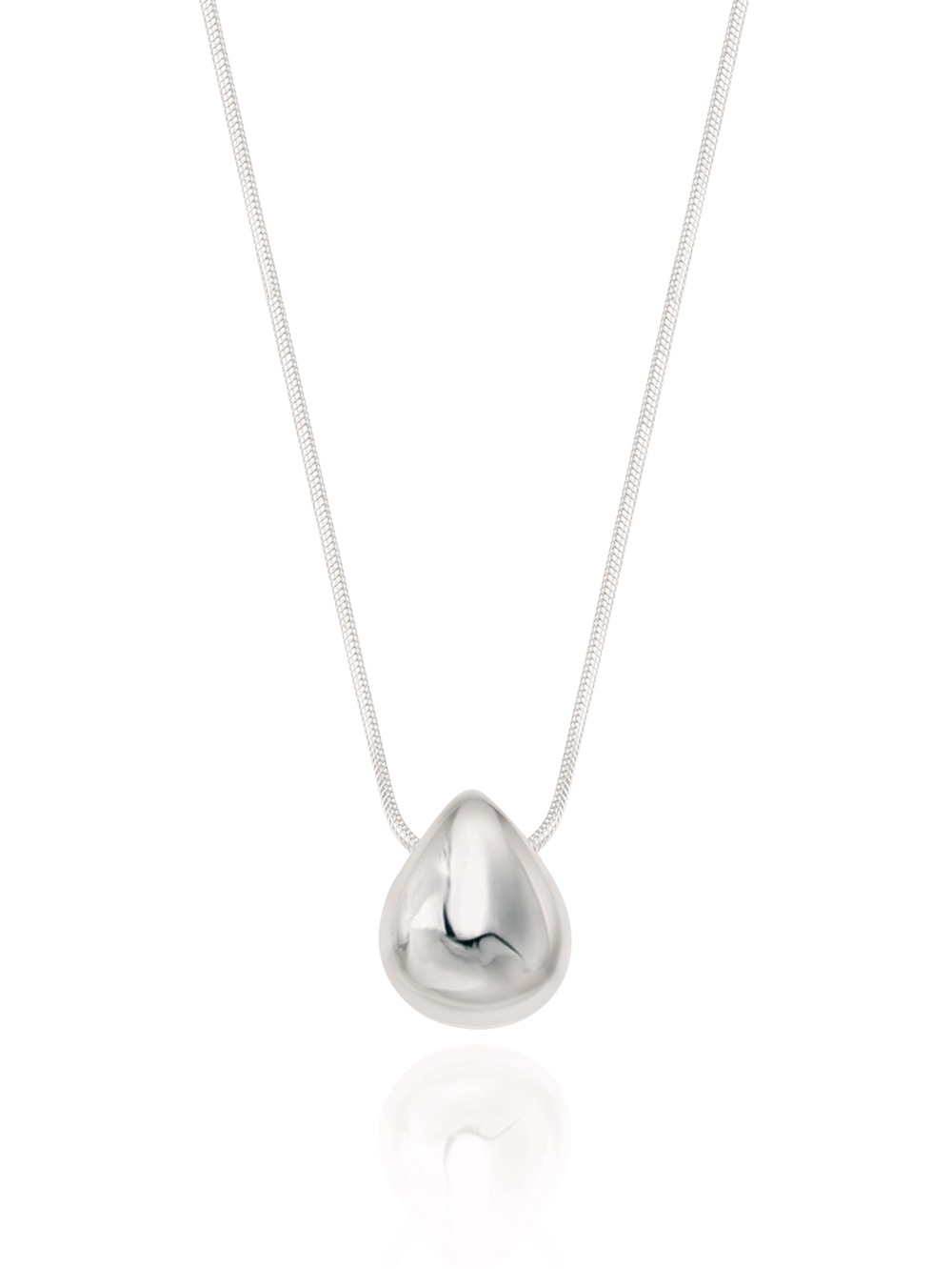 Ozel ES179N Premium Craftsmanship - Silver925 Glossy Teardrop Snake Chain Necklace ES179N