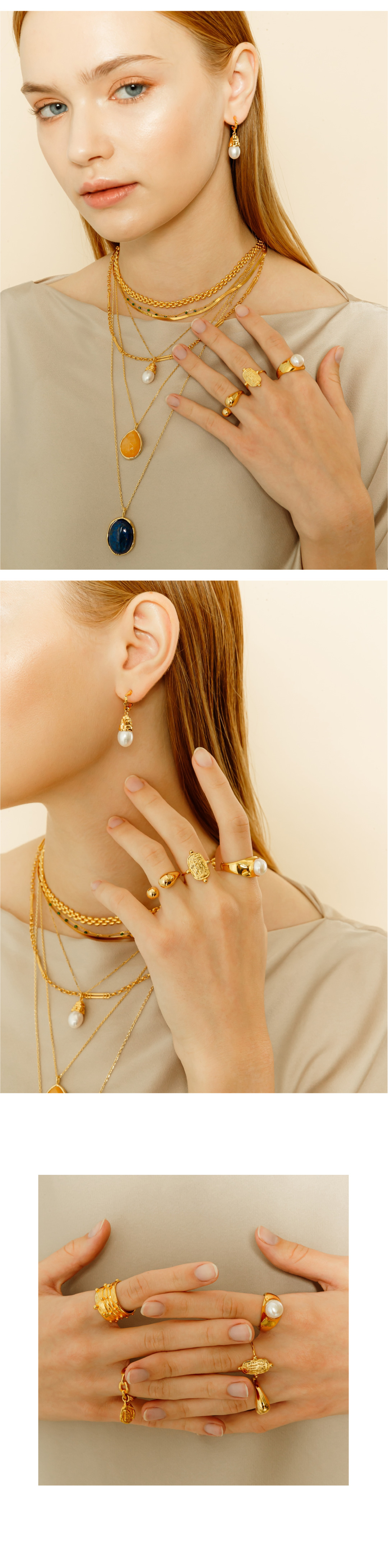 [Celeb Pick] Silver925 Cliff Pearl Ring OZ-SV0063R OZ-SV0063R Styling Look - Global B2B Wholesale Accessory