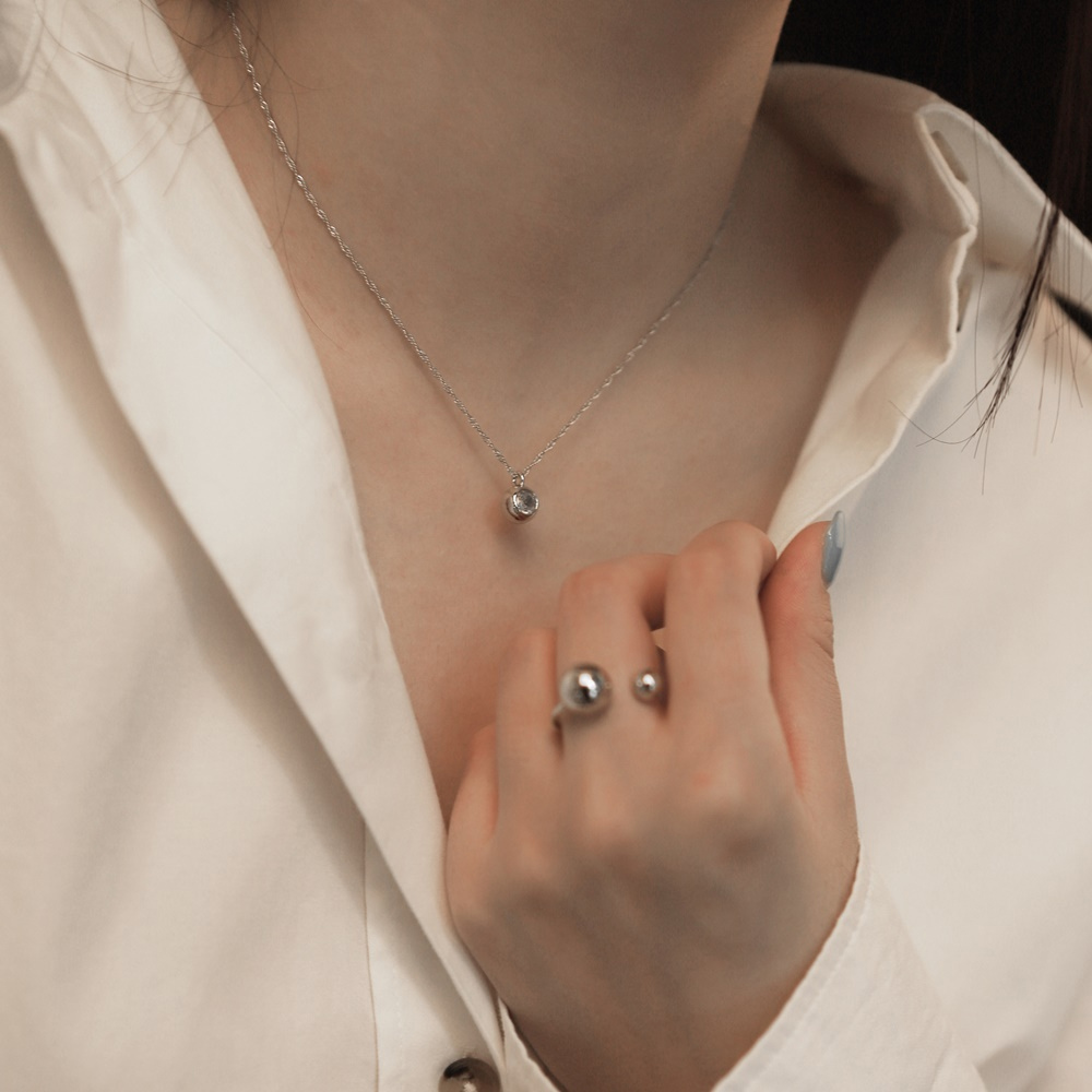Drop Cubic Zirconia Ball Necklace PB112N PB112N Styling Look - Global B2B Wholesale Accessory