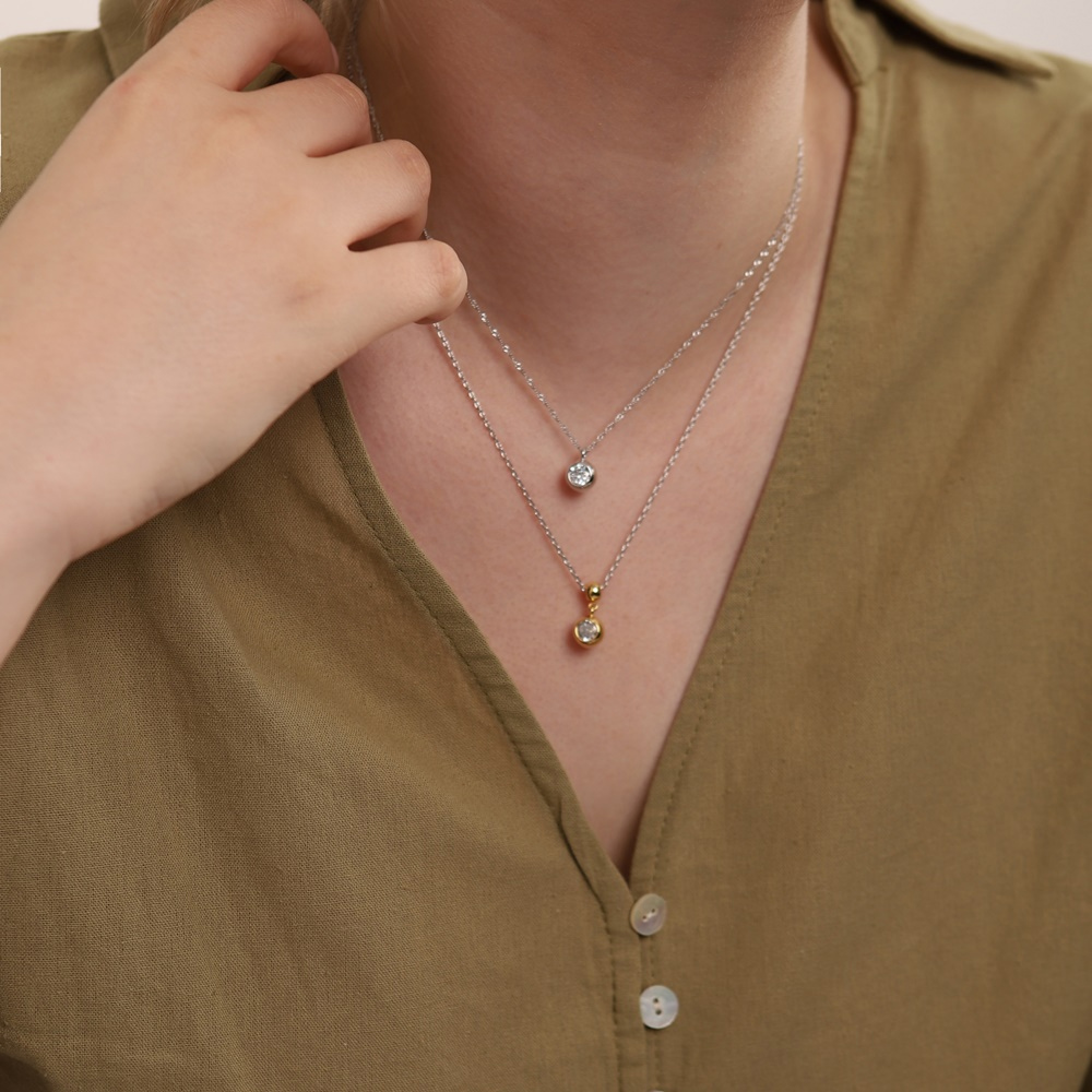 Ozel PB112N Premium Craftsmanship - Drop Cubic Zirconia Ball Necklace PB112N