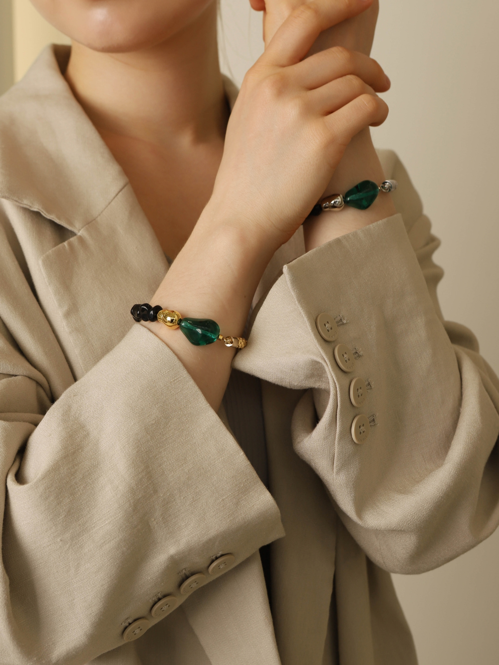 Ozel PB145B Premium Craftsmanship - Natural Stone Unbalanced Moving Bracelet PB145B