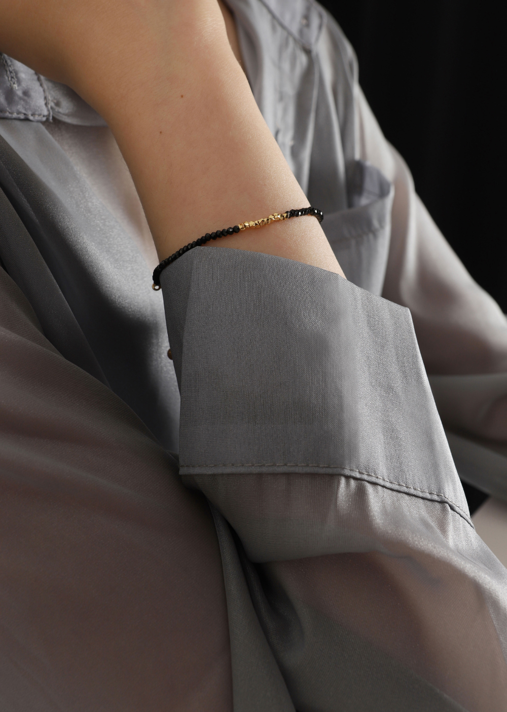 Minimalist Silver925, Black Spinel Jewelry PS007-1B_BK - Favorite among K-Drama Actresses