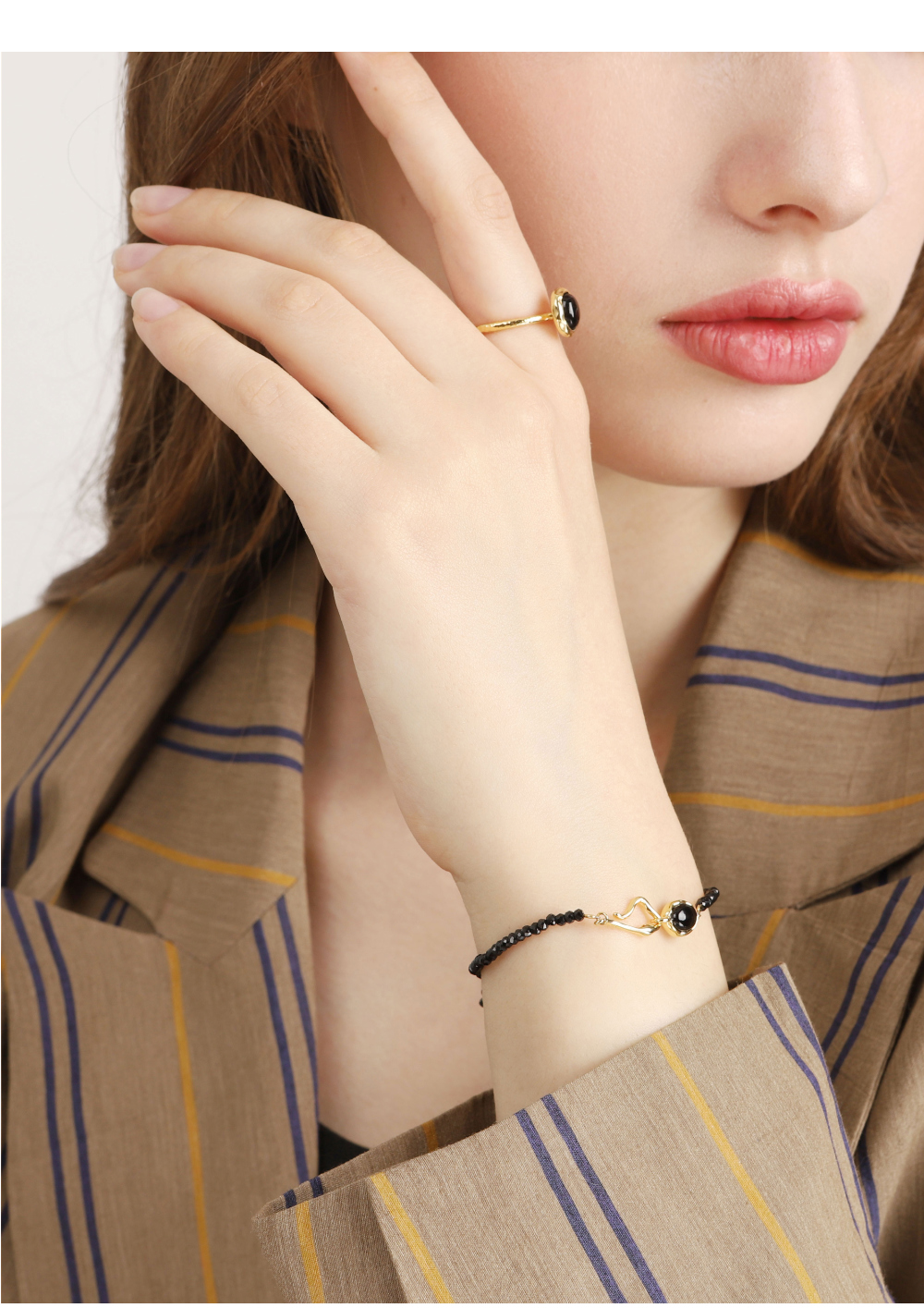 Ozel PS008B_BK_ONY Premium Craftsmanship - [Celeb Pick] Silver925 Black Stone Bracelet PS008B_BK_ONY