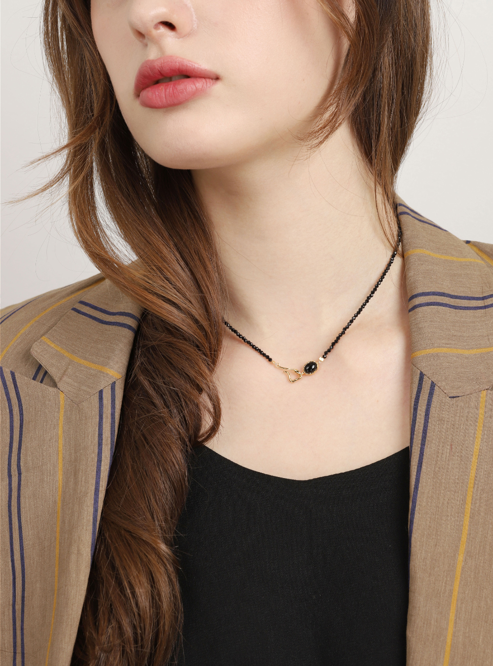 Ozel PS008N_BK_ONY Premium Craftsmanship - Silver925 Black Stone Necklace PS008N_BK_ONY