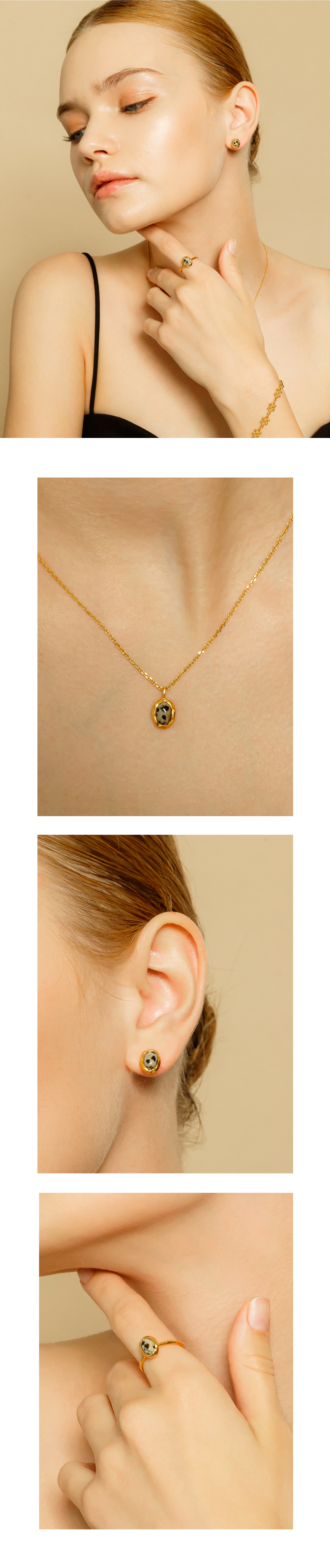 [Celeb Pick] Silver925 Oval Stone Necklace PS015N PS015N Styling Look - Global B2B Wholesale Accessory