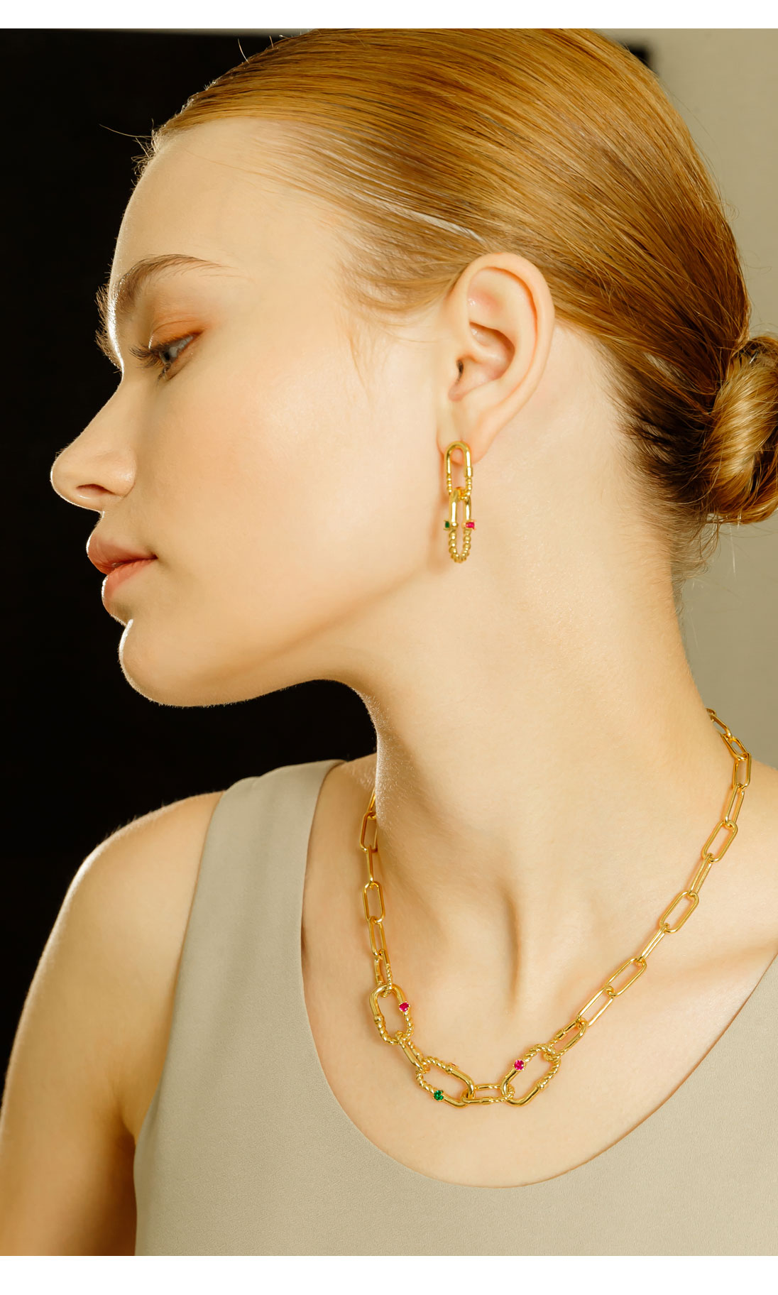 [Celeb Pick] Silver925 Ellipse Two-link Earrings PS019E PS019E Styling Look - Global B2B Wholesale Accessory