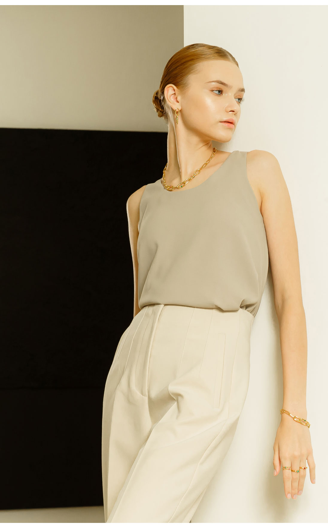 [Celeb Pick] Silver925 Ellipse Two-line Ring PS019R PS019R Styling Look - Global B2B Wholesale Accessory