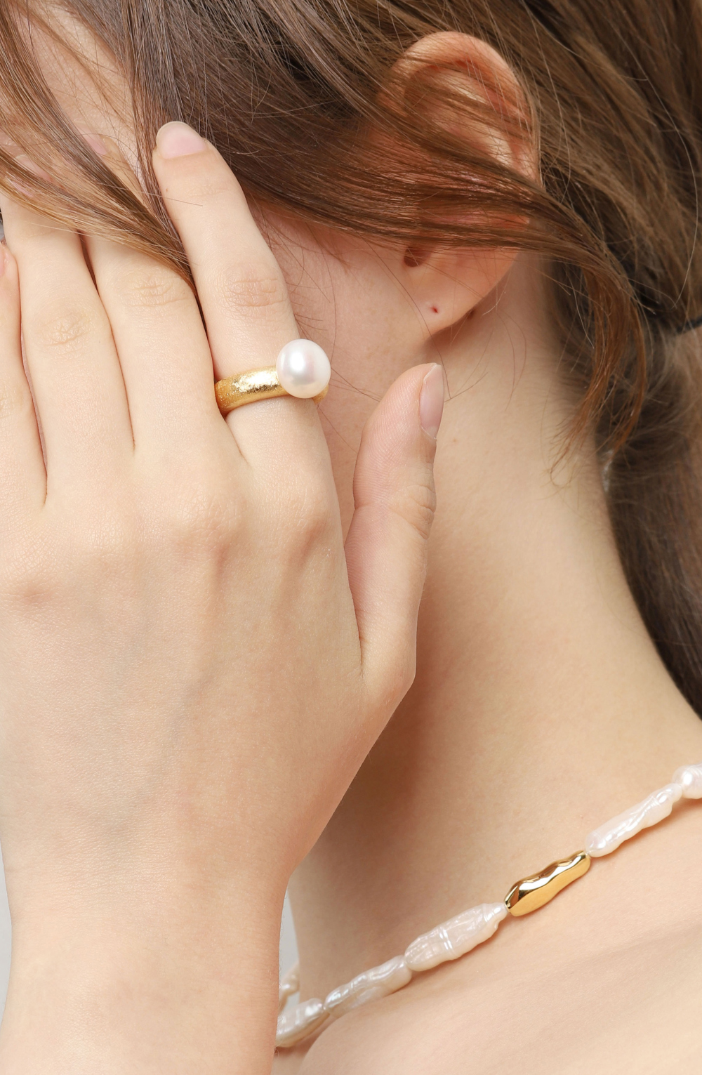 [Custom] Silver925 Fresh Water Pearl Dome Ring PS022-2R PS022-2R Styling Look - Global B2B Wholesale Accessory