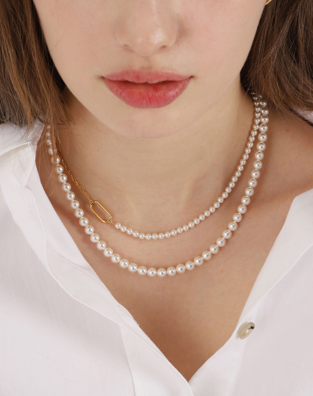 Silver925 Pearl Mix Necklace PS074N PS074N Styling Look - Global B2B Wholesale Accessory