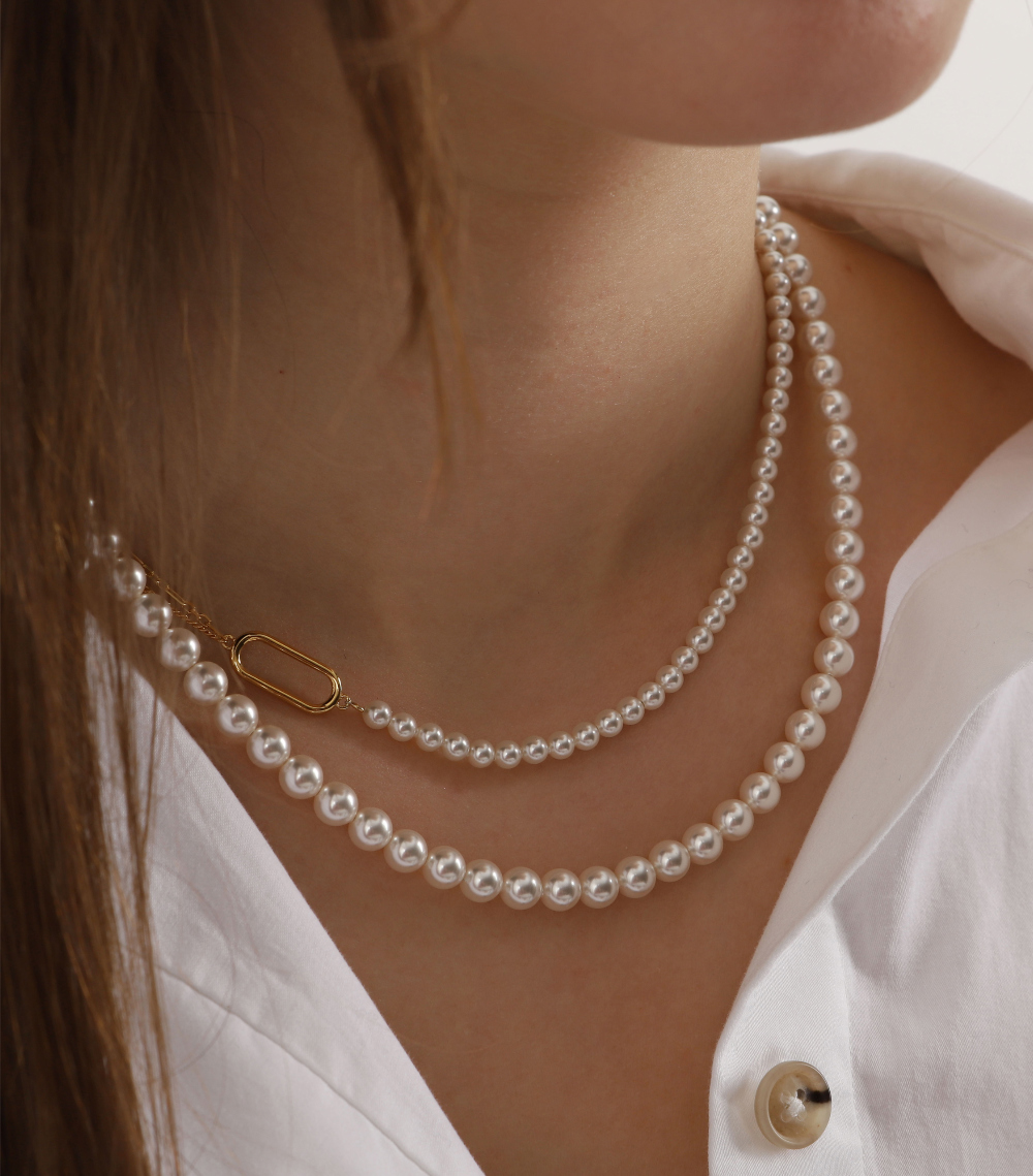 Ozel PS074N Premium Craftsmanship - Silver925 Pearl Mix Necklace PS074N