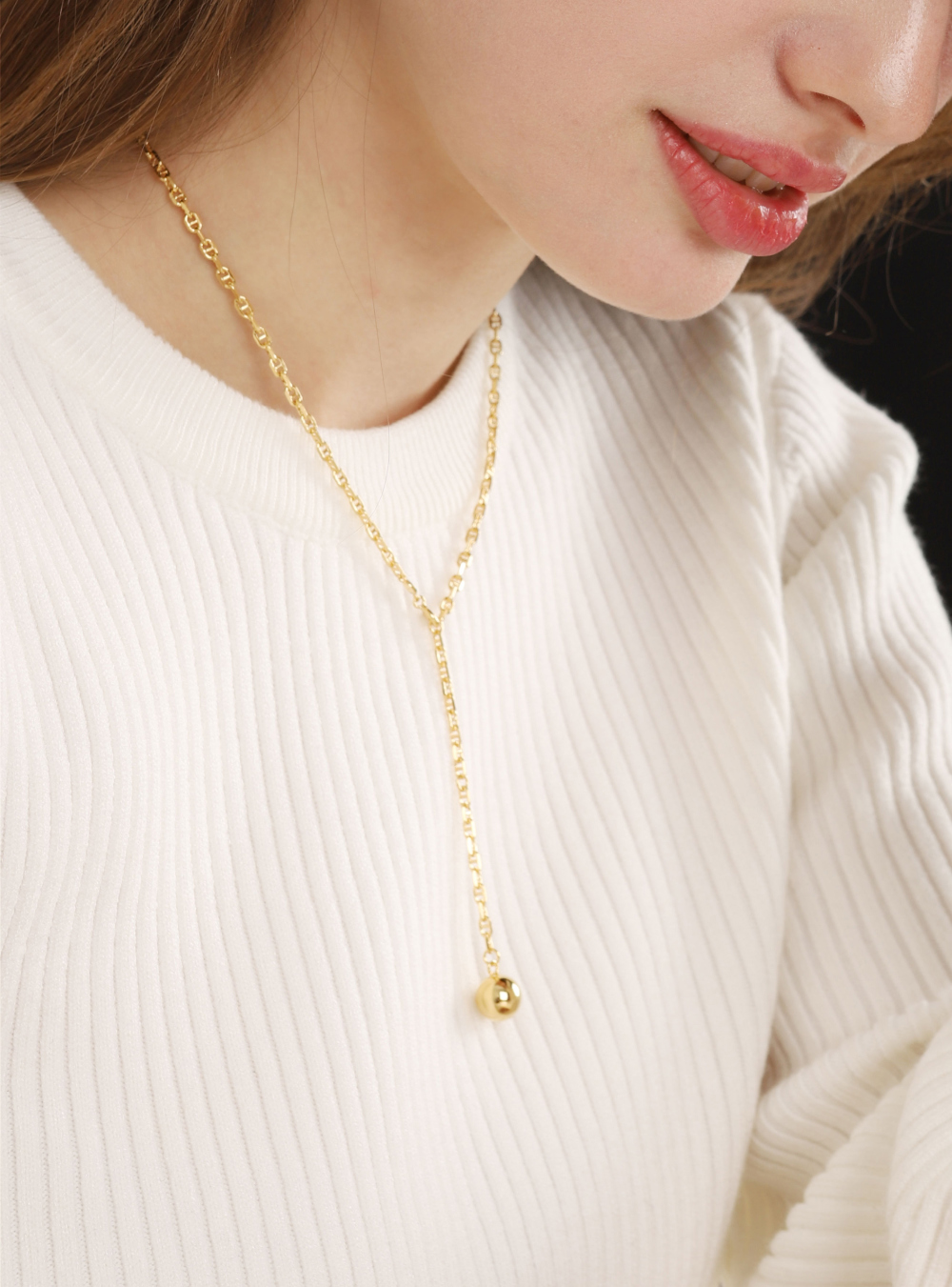 Ozel PS082N Premium Craftsmanship - Silver925 Ball Y Necklace PS082N