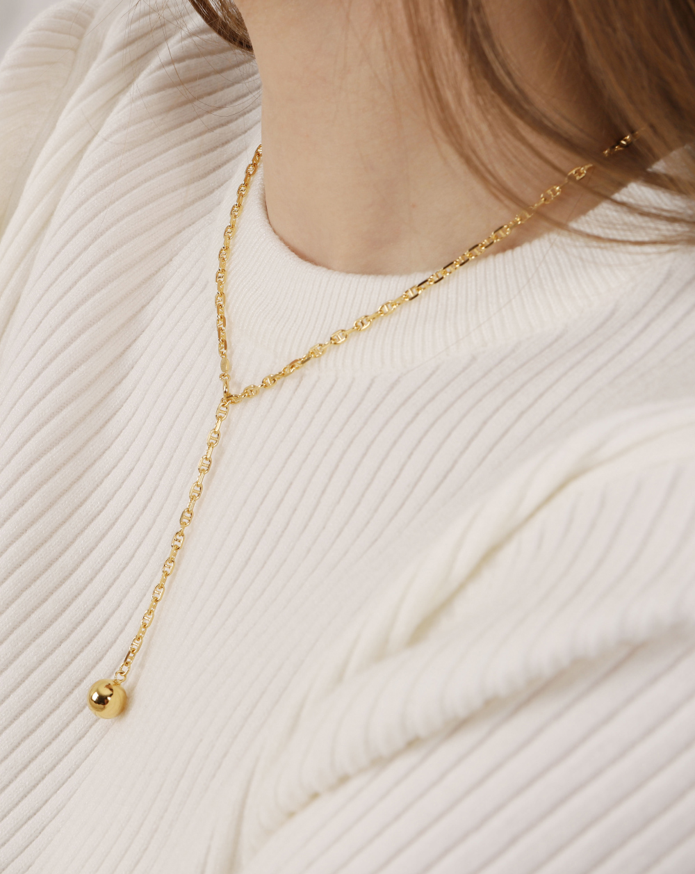 Silver925 Ball Y Necklace PS082N PS082N Styling Look - Global B2B Wholesale Accessory