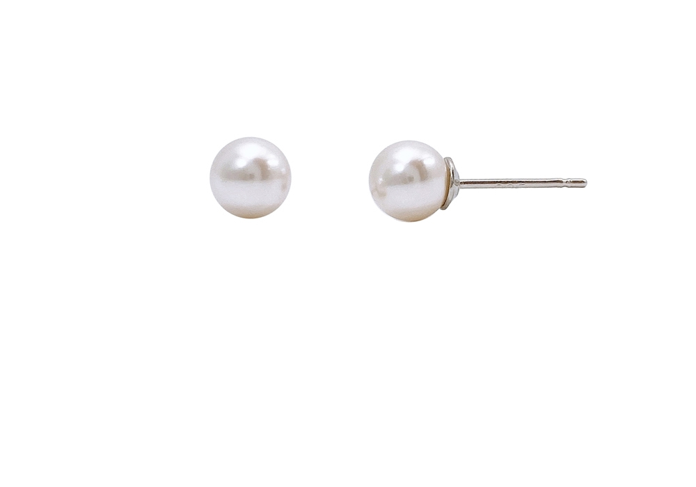 Ozel PS083E Premium Craftsmanship - Silver925 SW Pearl Earrings 6mm PS083E
