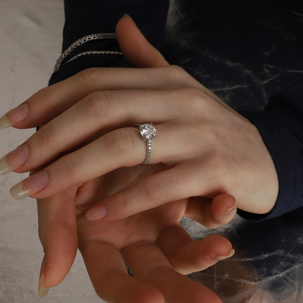 Minimalist Silver925, Moissanite Jewelry PS092R - Favorite among K-Drama Actresses
