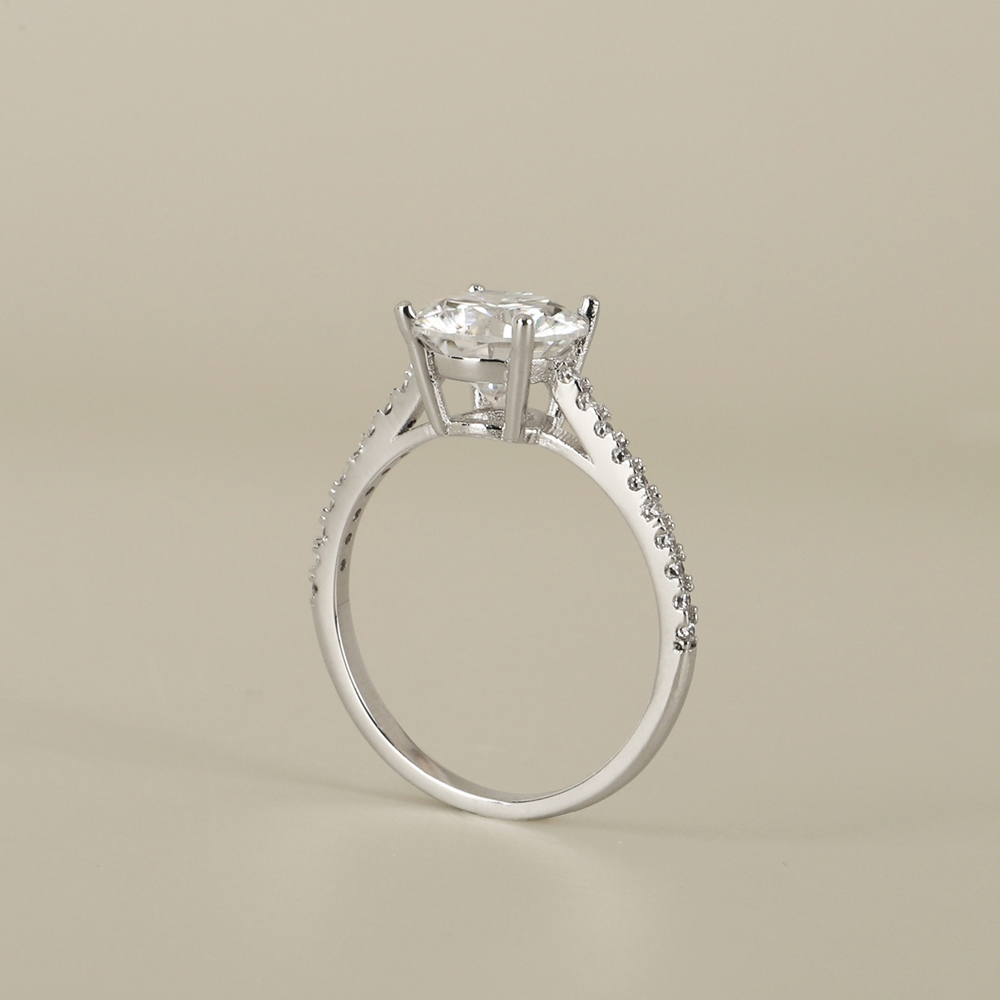 [Custom] Silver925 Moissanite 2ct 4 Prong & Pave Setting Ring PS092R PS092R Styling Look - Global B2B Wholesale Accessory