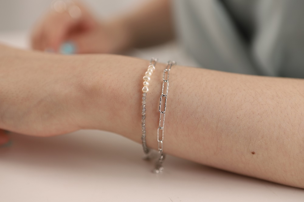 Silver925 Labradorite Fresh Water Pearl Bracelet PS113B PS113B Styling Look - Global B2B Wholesale Accessory