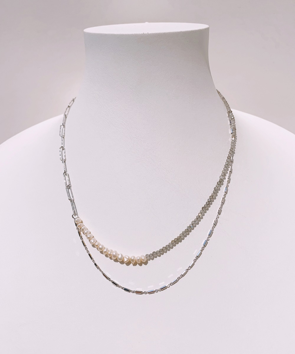 Ozel PS113N Premium Craftsmanship - Silver925 Labradorite Fresh Water Pearl Necklace PS113N