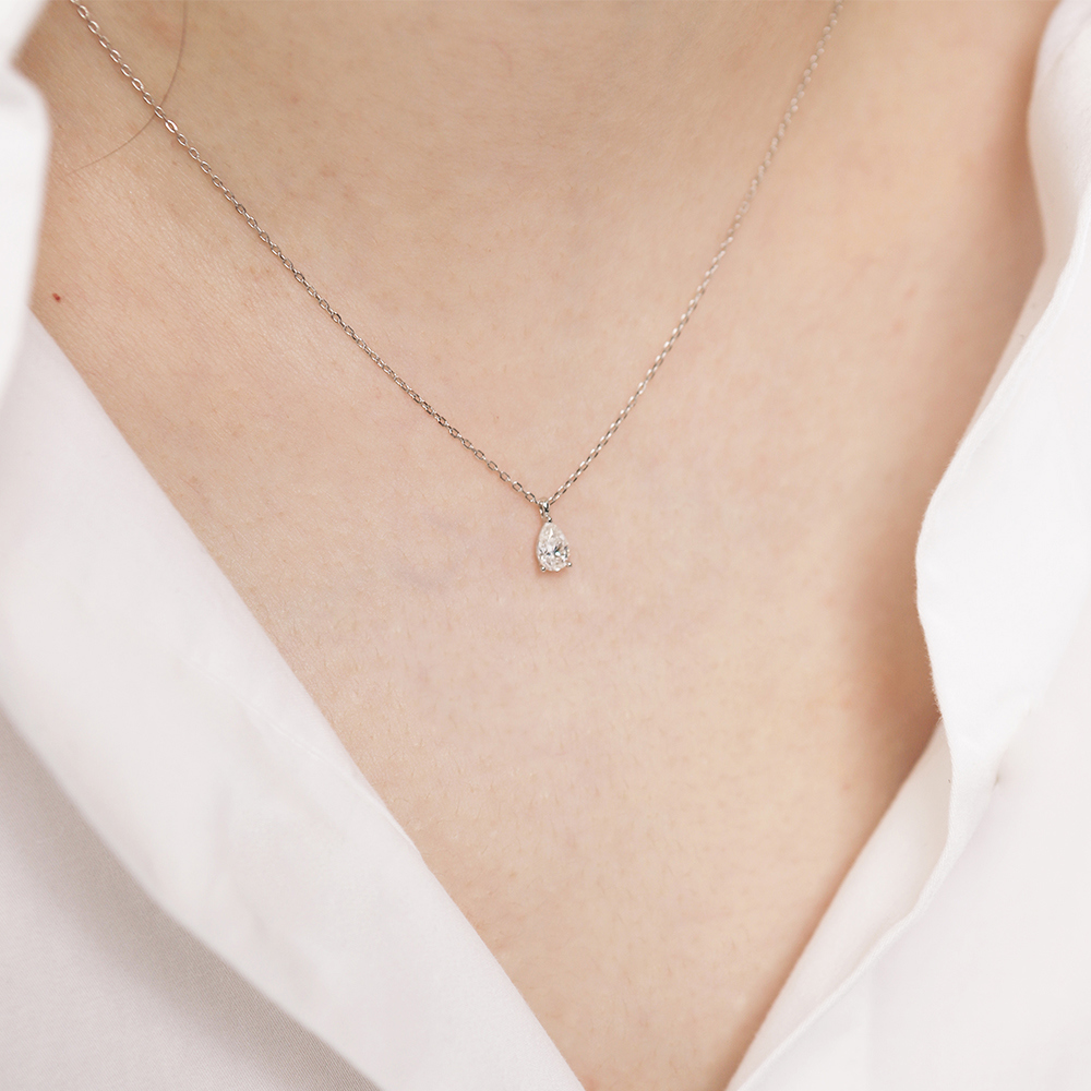 Silver925 Moissanite 0.5ct Pear Cut Necklace PS115N PS115N Styling Look - Global B2B Wholesale Accessory