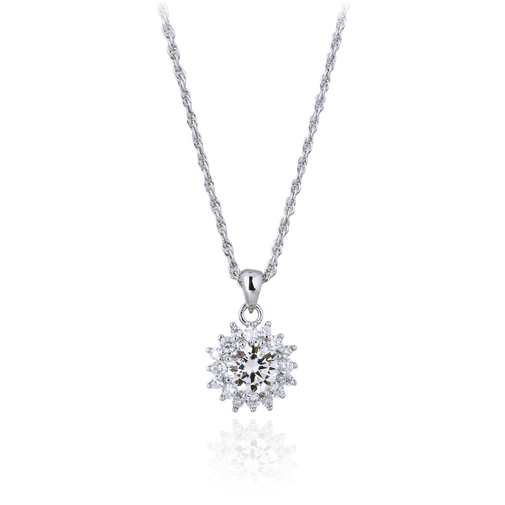 Ozel PS150N Premium Craftsmanship - Silver925 Moissanite 1ct Halo Setting Necklace PS150N
