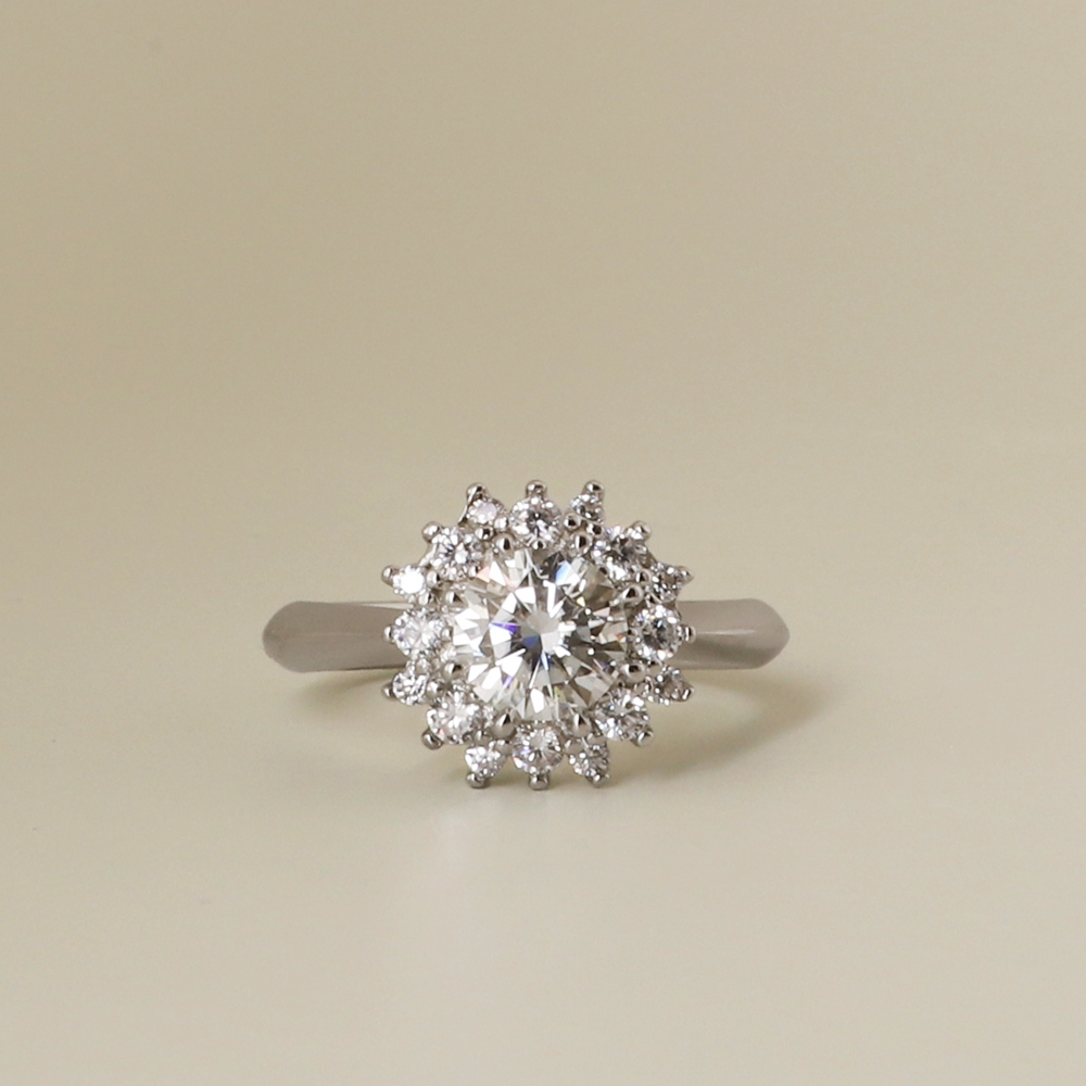 [Custom] Silver925 Moissanite 1ct Halo Setting Ring PS150R PS150R Styling Look - Global B2B Wholesale Accessory