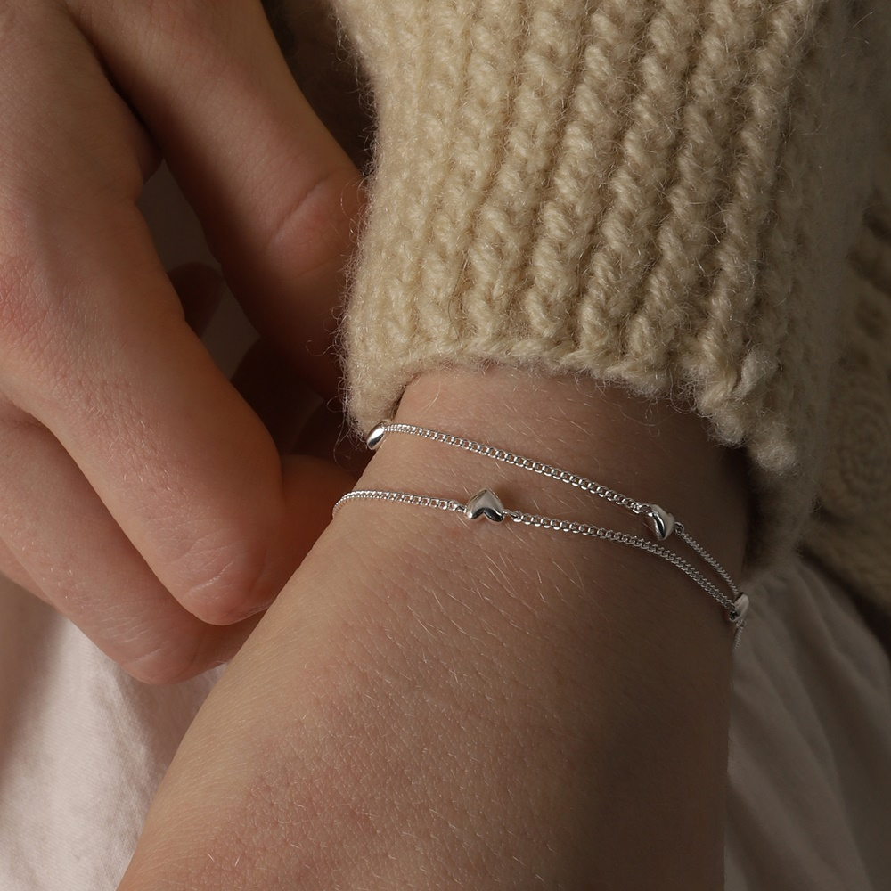 Silver925 Romantic Mini Dot Heart Bracelet PS152B PS152B Styling Look - Global B2B Wholesale Accessory