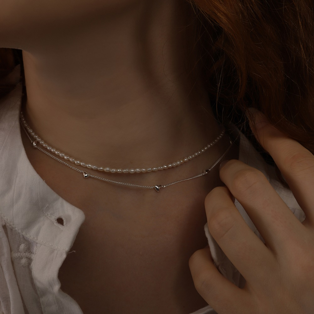 Ozel PS152N Premium Craftsmanship - Silver925 Romantic Mini Dot Heart Necklace PS152N
