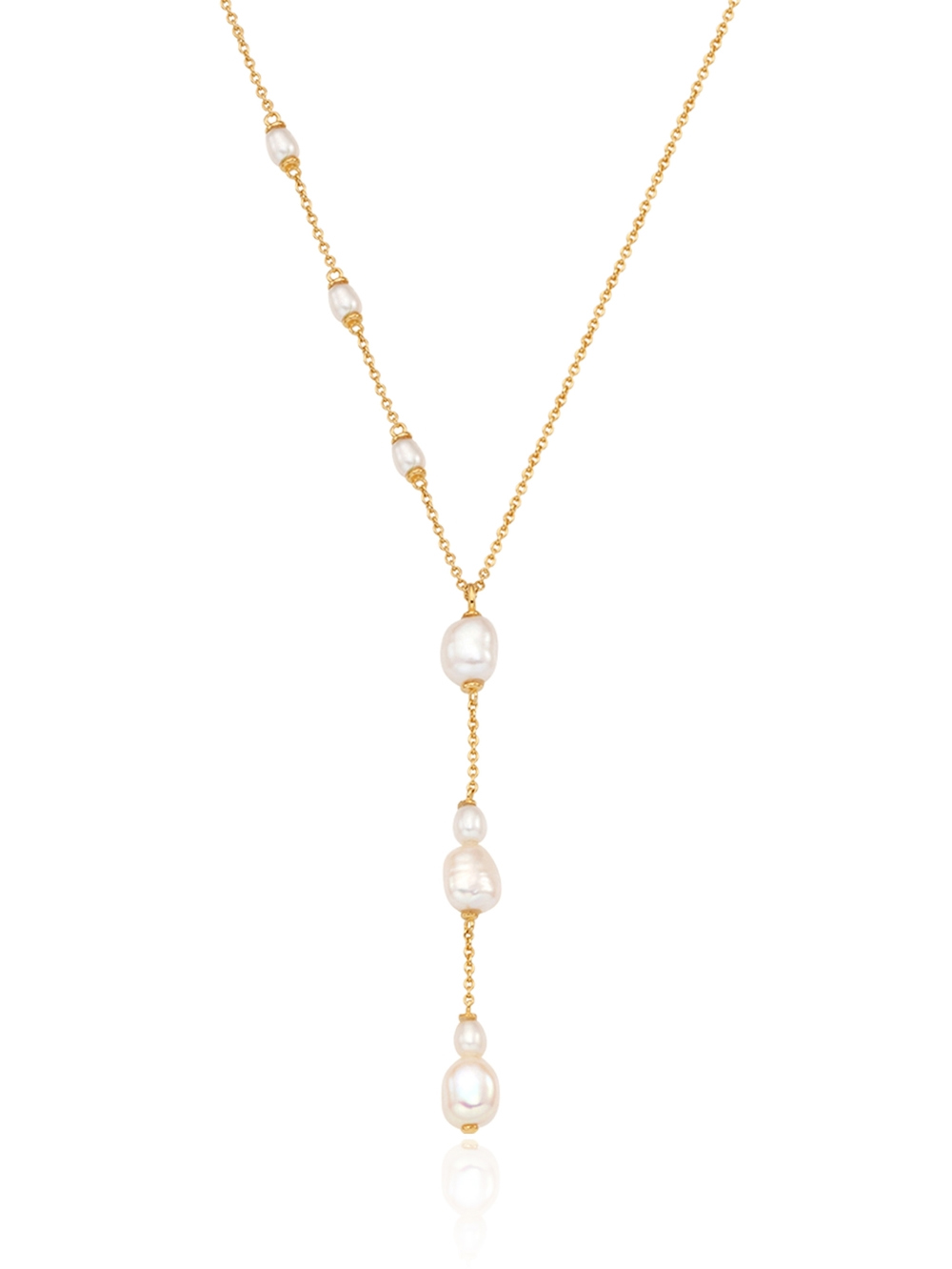Ozel PS155N Premium Craftsmanship - [Celeb Pick] Silver925 Dew Drop Fresh Water Pearl Station Y Drop Necklace PS155N