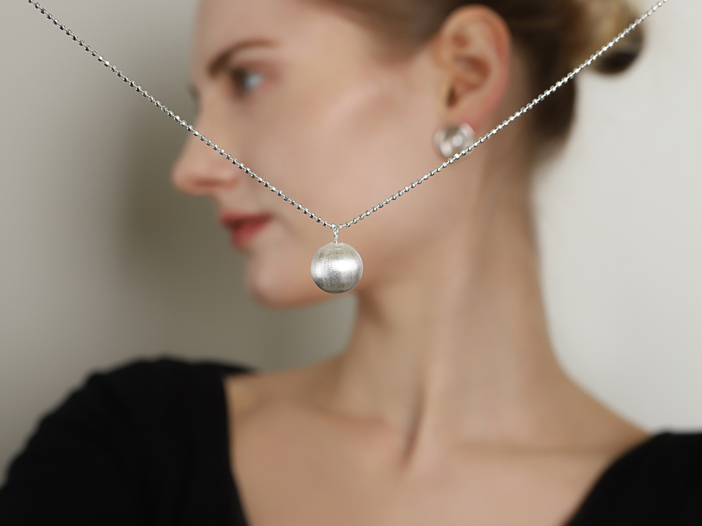 Silver925 Sandy Cutting Ball Long Necklace PS162N PS162N Styling Look - Global B2B Wholesale Accessory