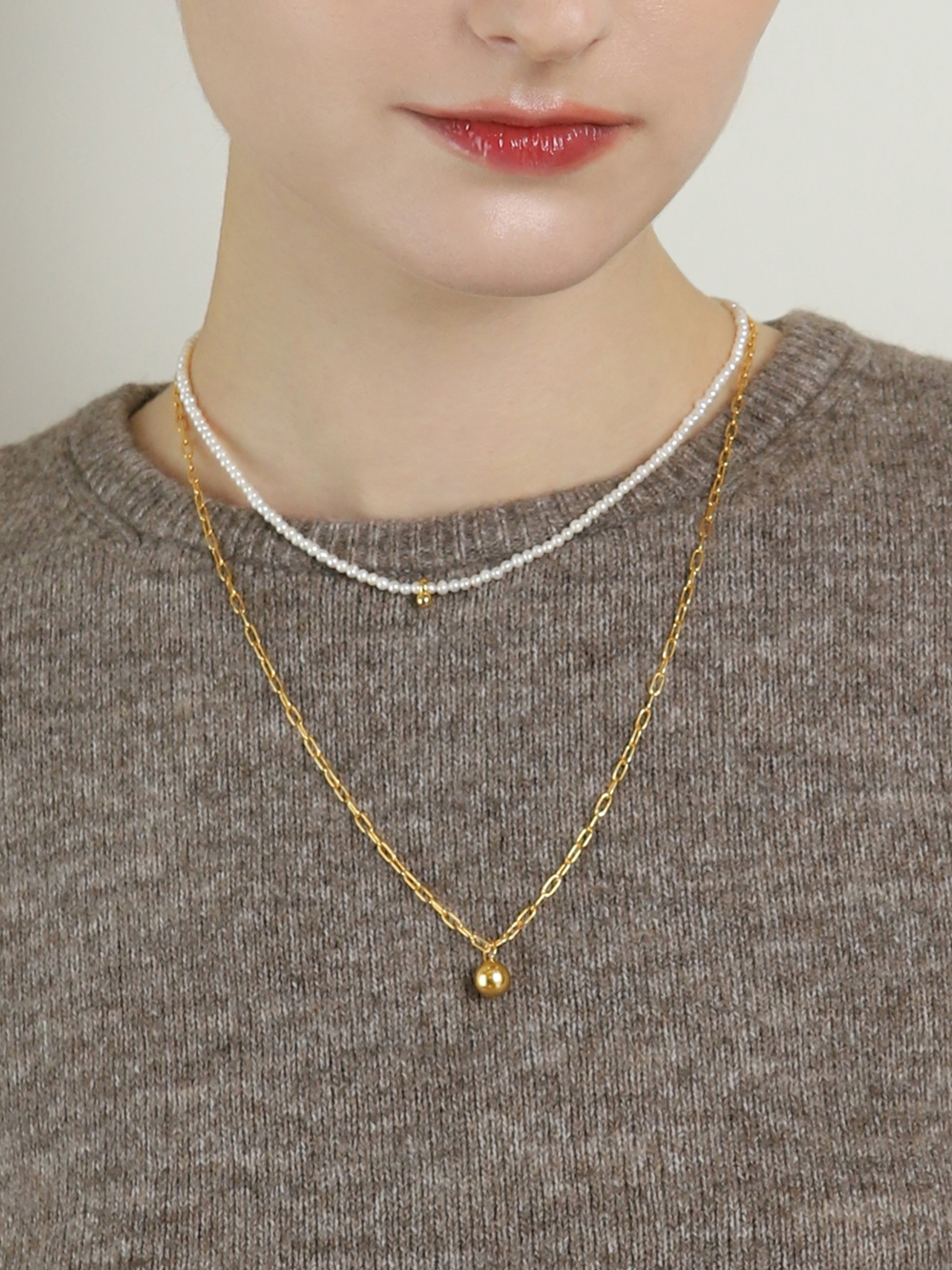 Ozel PS163N Premium Craftsmanship - Silver925 Chain Bowling Long Necklace PS163N