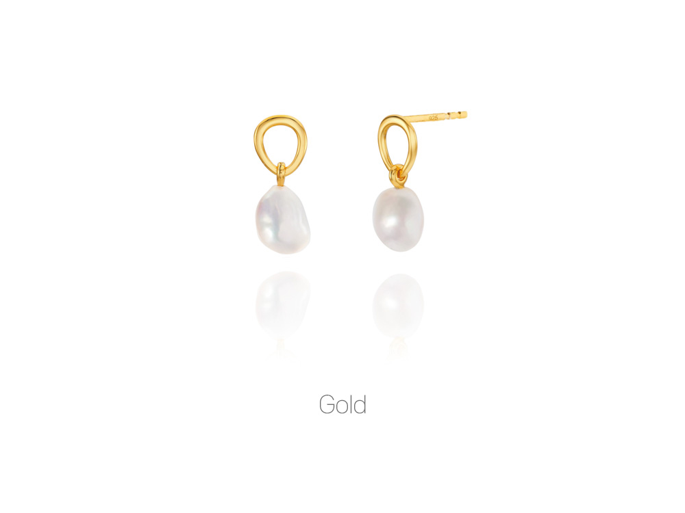 Ozel PS165E Premium Craftsmanship - Silver925 Fresh Water Pearl Pebble Earrings PS165E