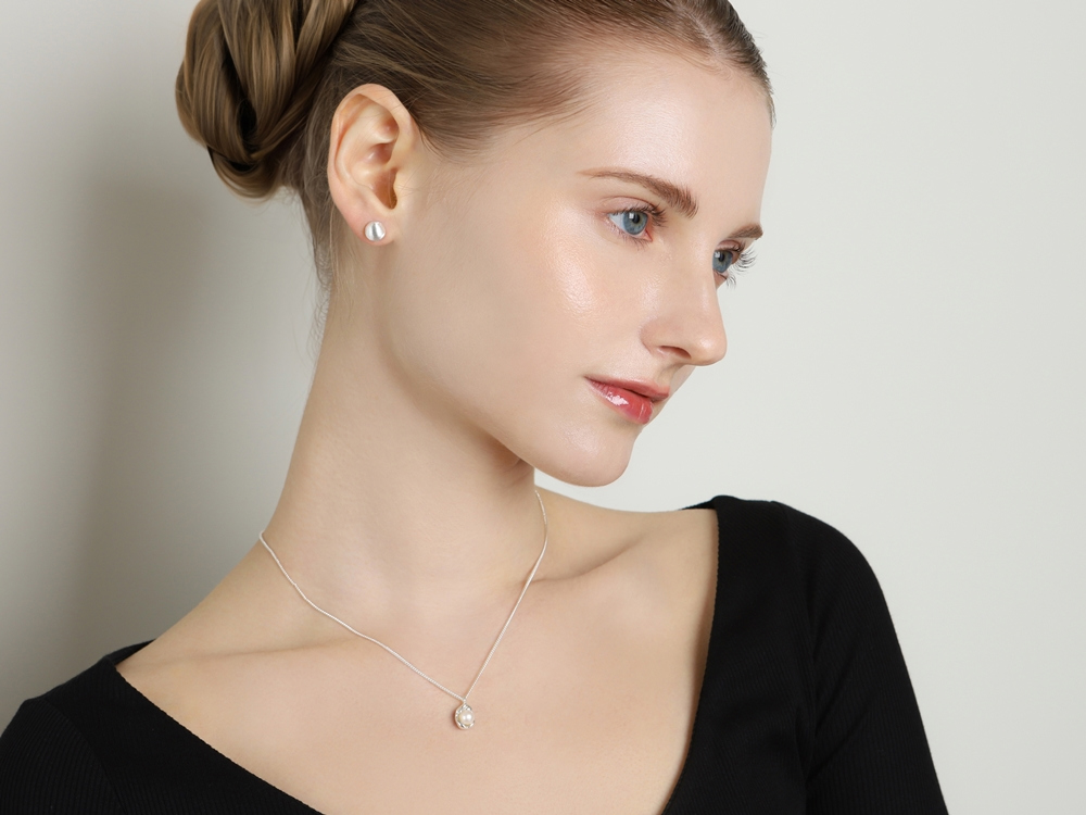 Silver925 Fresh Water Pearl Shell Pendant Necklace PS166N PS166N Styling Look - Global B2B Wholesale Accessory