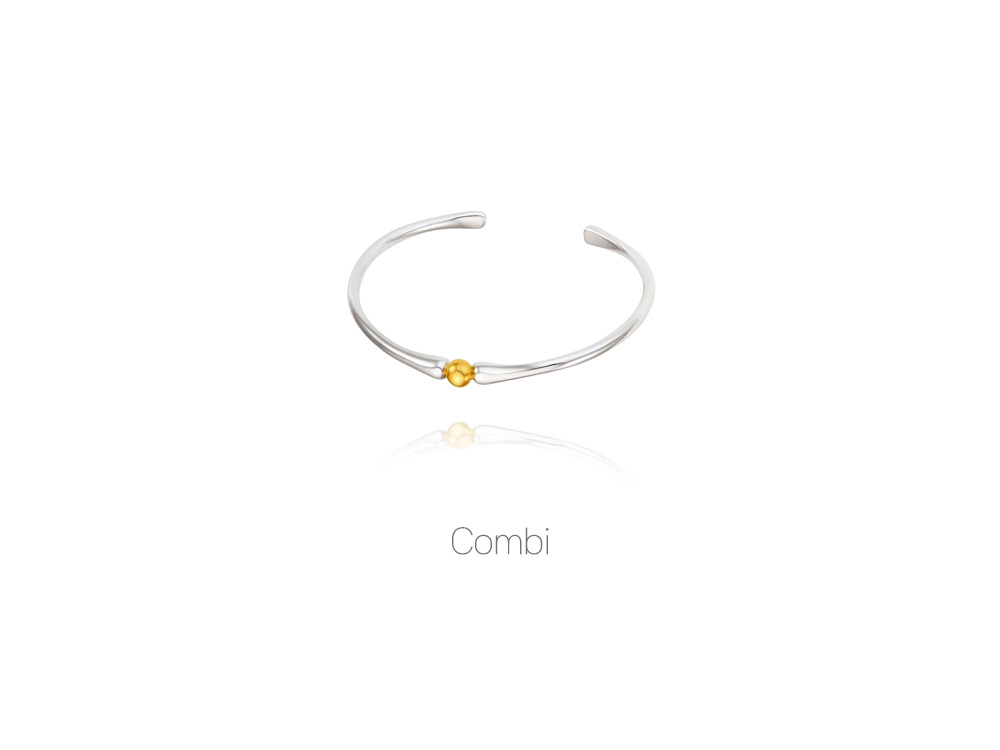 Ozel PS167B Premium Craftsmanship - [Celeb Pick] Silver925 Smooth Combi Open Cuff Bracelet PS167B