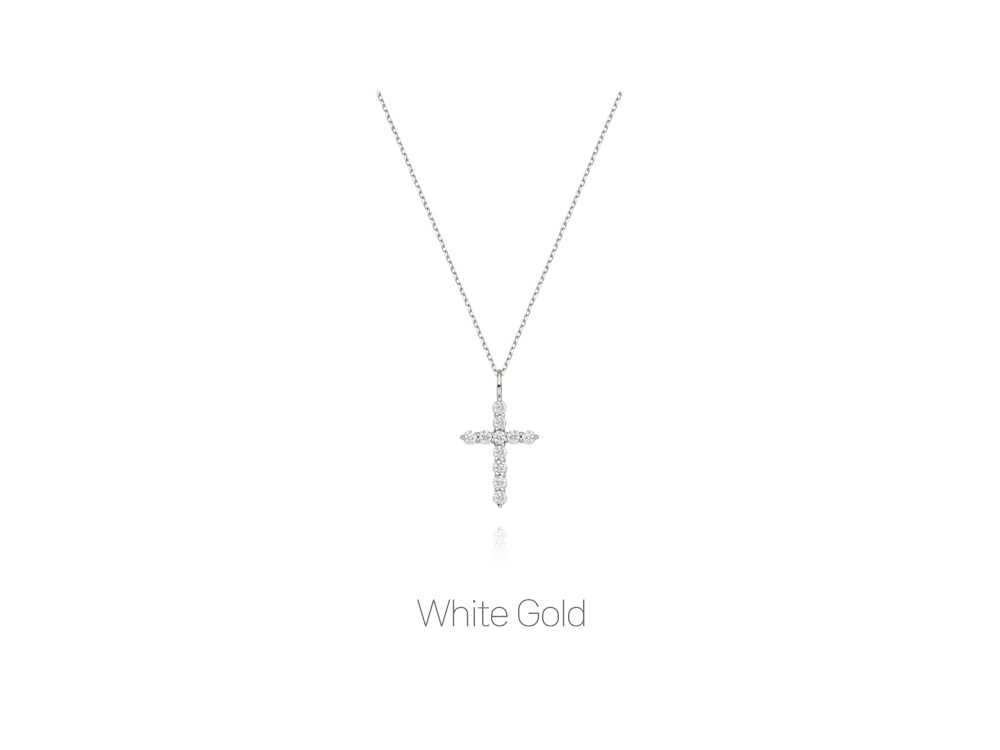 Ozel PS174N Premium Craftsmanship - Silver925 Moissanite Cross Long Necklace PS174N
