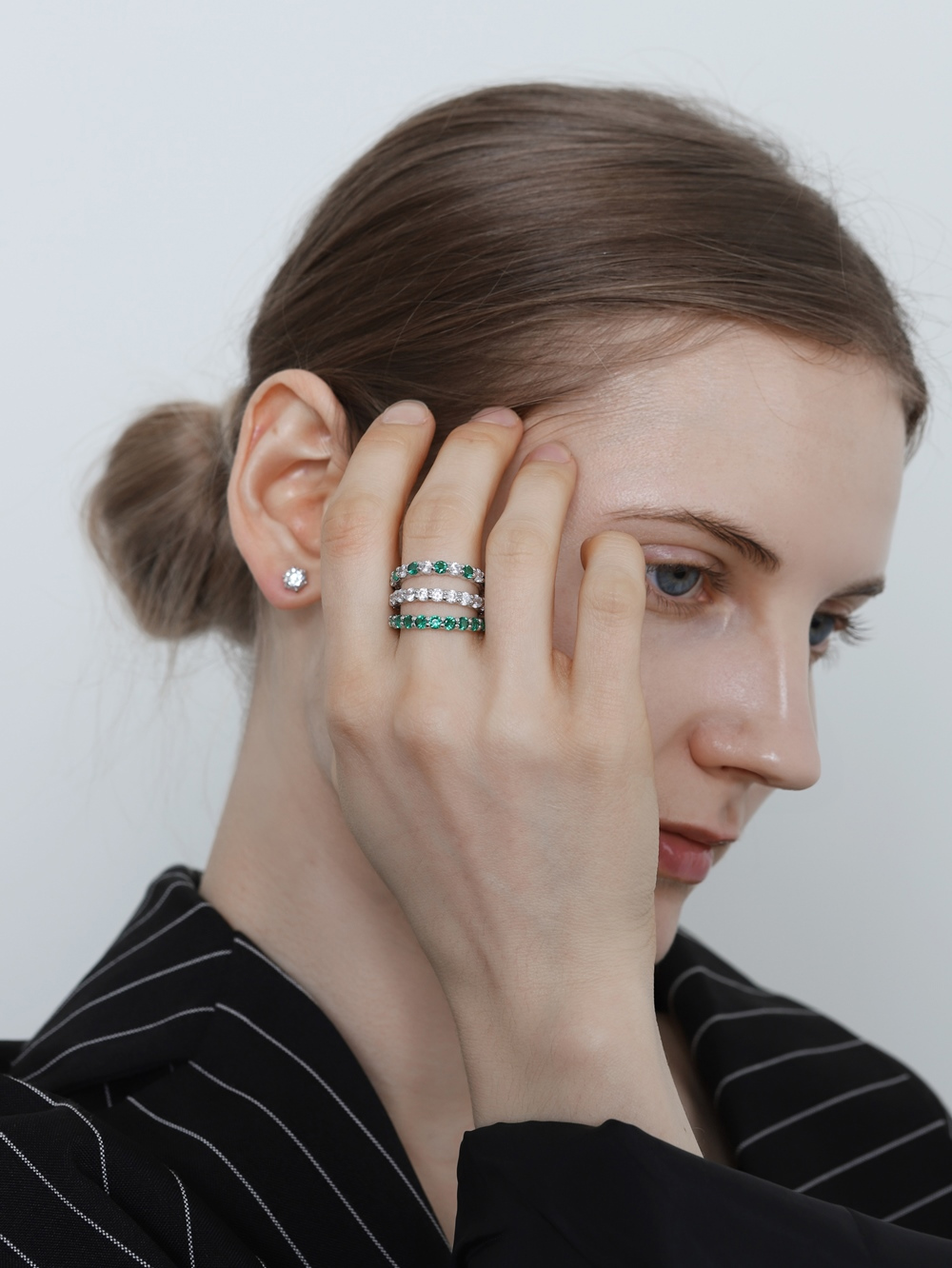 Silver925 Starlight CZ Ring ES131R Detail Cut