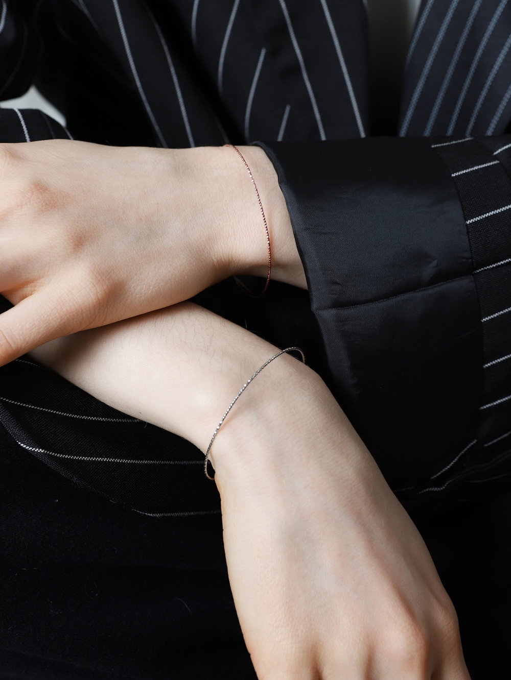 Silver925 Cutting Chain Moving Bracelet ES216B Detail Cut