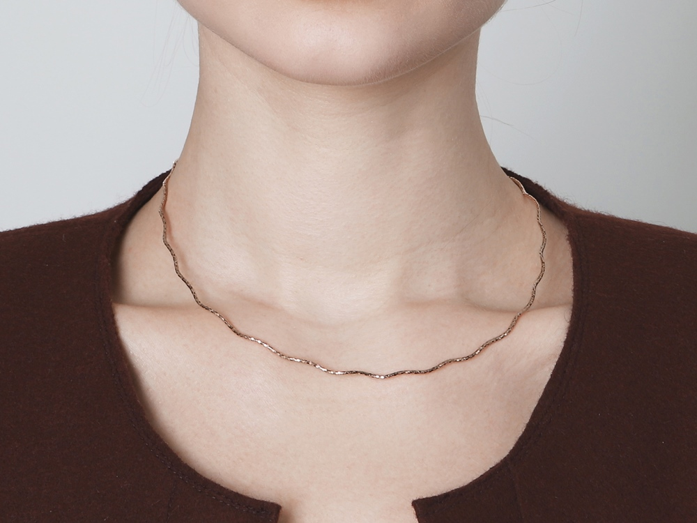 Silver925 Wave Cutting Chain Necklace ES217N Detail Cut