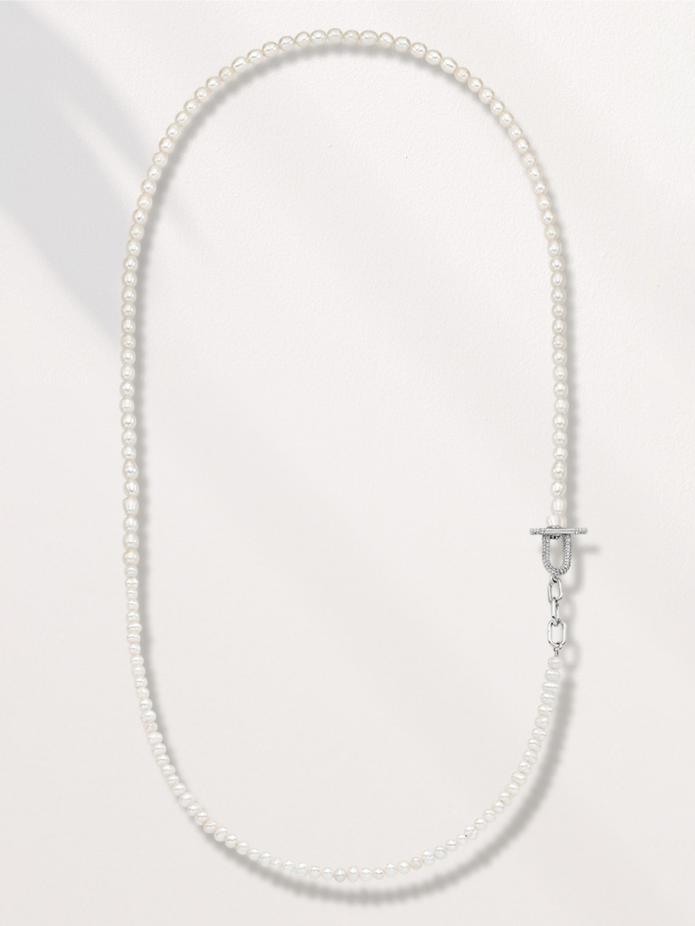OZEL [Celeb Pick] Fresh Water Pearl Linked Chain Necklace with Toggle & Bar PB045-5N Main Photography