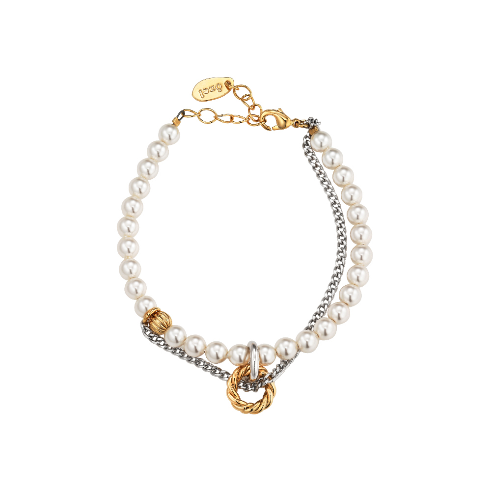 OZEL [Celeb Pick] SW Pearl Mix Chain Combi Bracelet PB060B Main Photography