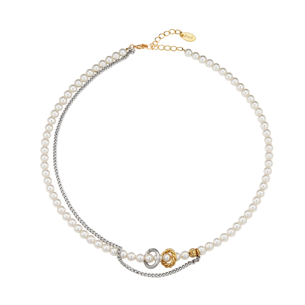 OZEL SW pearl Mix Chain combi Necklace PB060N Main Photography