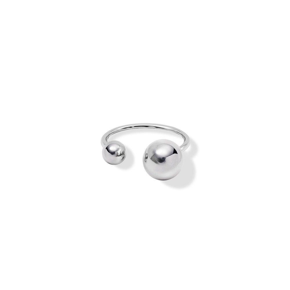 OZEL Unbalanced Two Balls Open Ring PB063R Main Photography