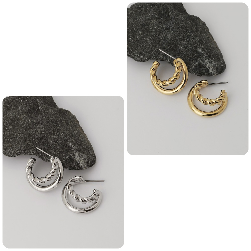 OZEL [Celeb Pick] Mixed Line Hoop Earrings PB107E Main Photography