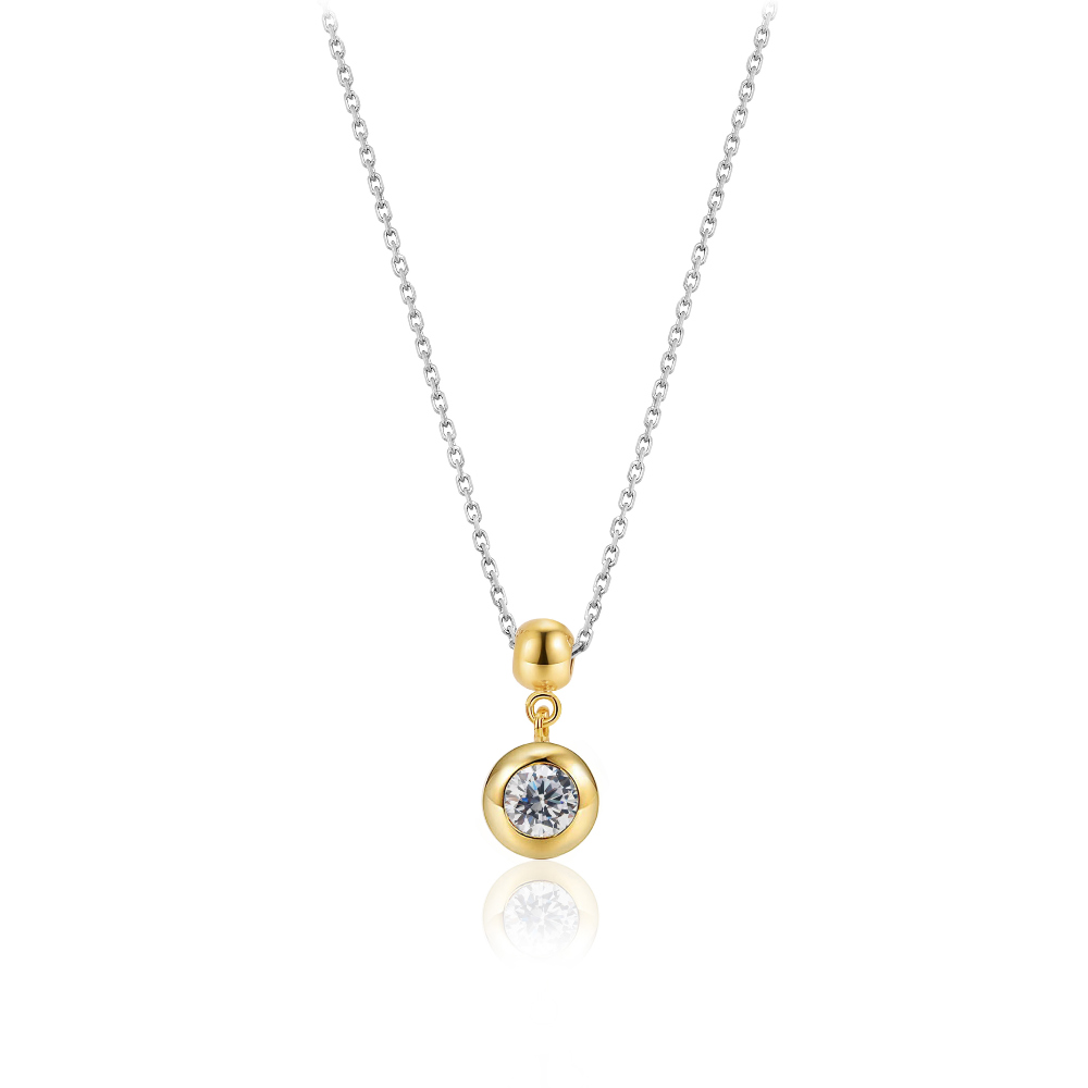 OZEL Glossy Ball Cubic Zirconia Drop Necklace PB112-1N Main Photography