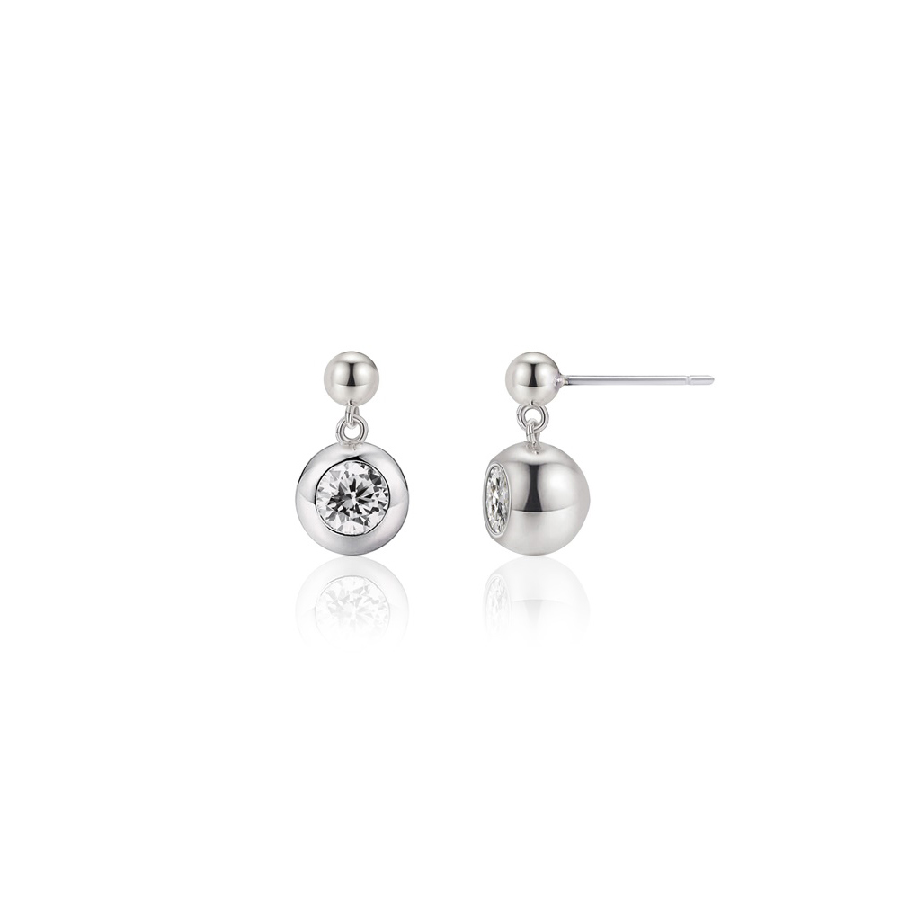 OZEL Drop Cubic Zirconia Ball Earrings PB112E Main Photography
