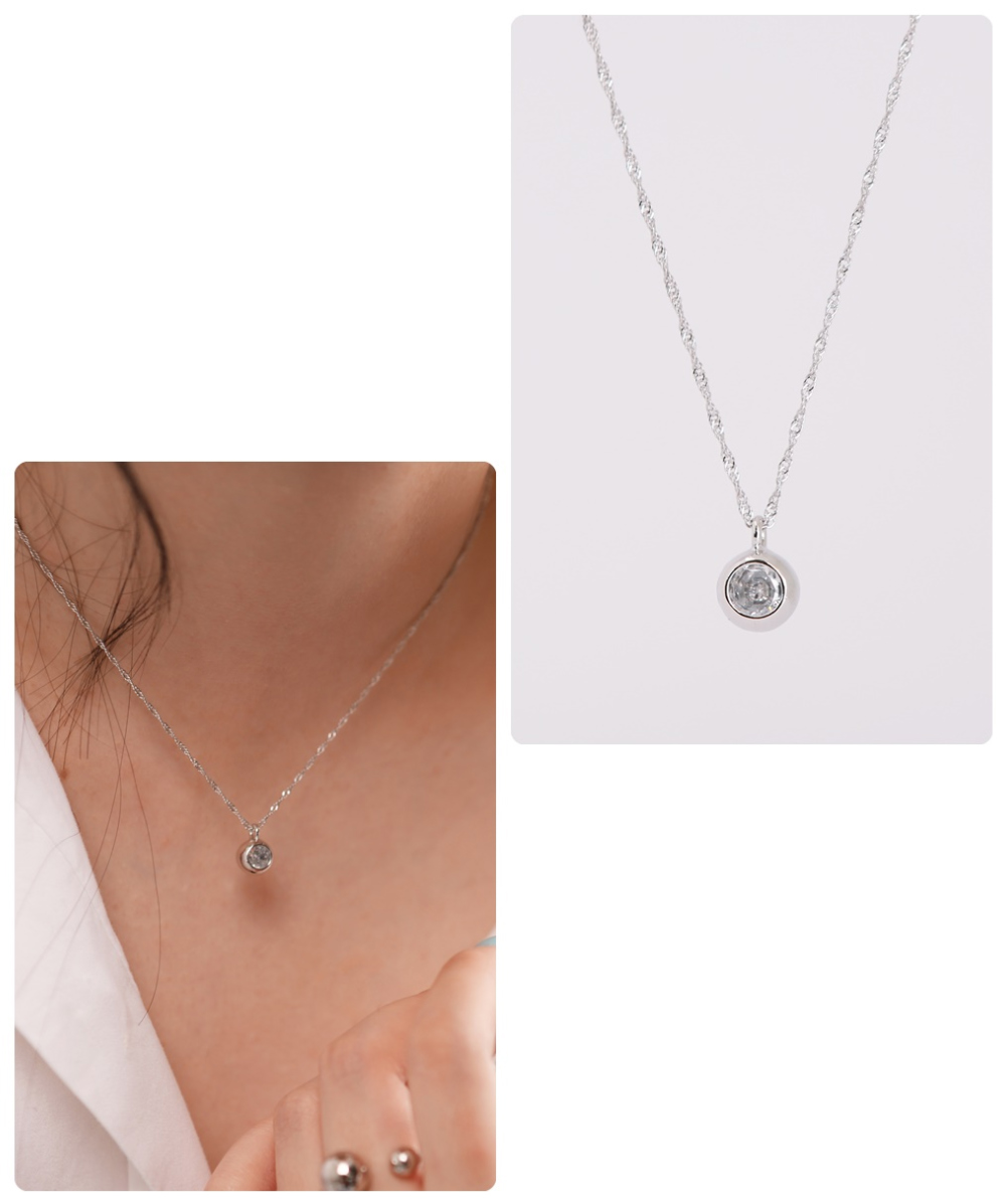 Drop Cubic Zirconia Ball Necklace PB112N Detail Cut