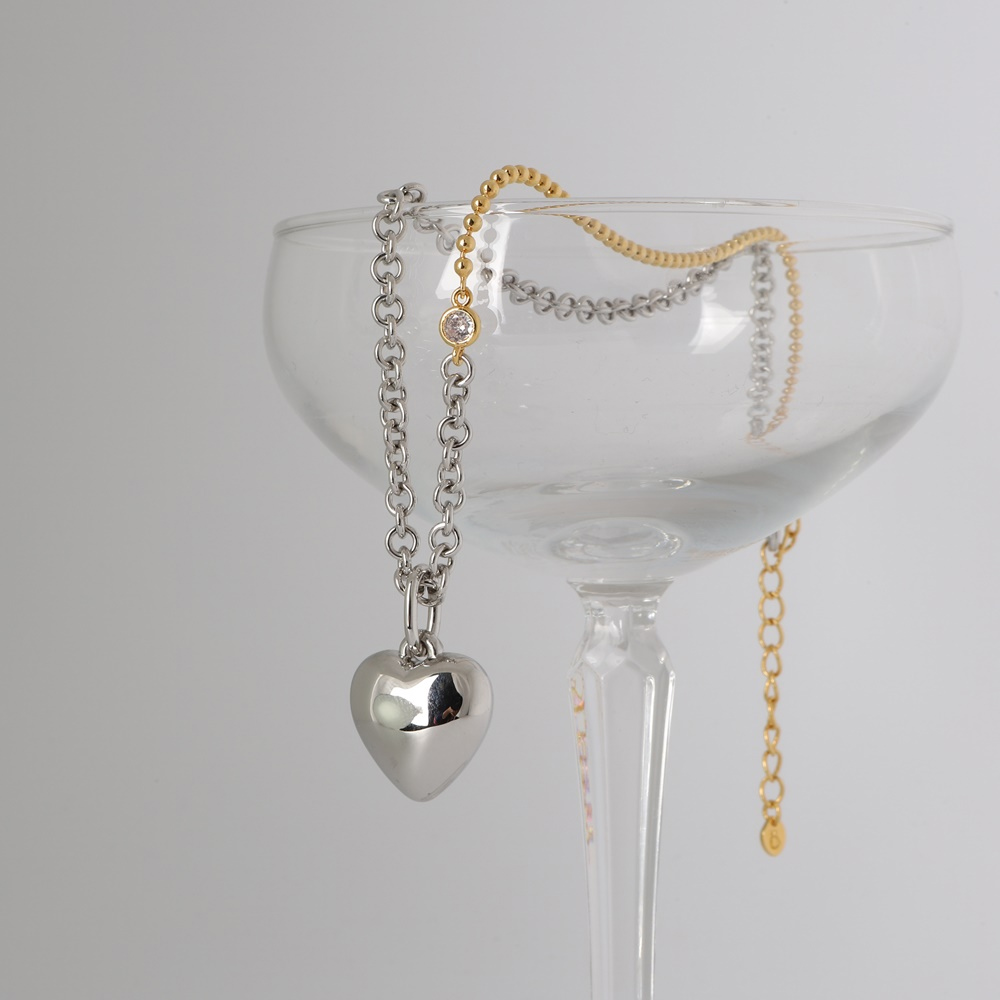 OZEL Bold Layered Combi Heart Pendant Necklace PB115N Main Photography
