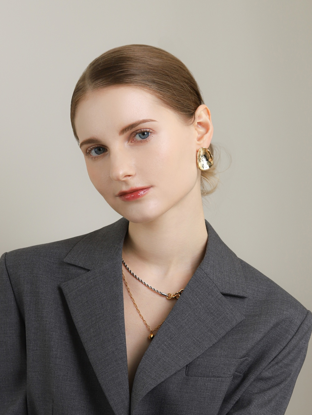 OZEL Crumble Button Earrings PB129E Main Photography