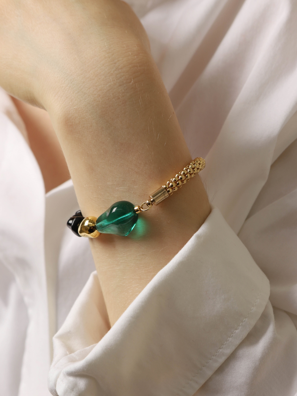 OZEL Natural Stone Unbalanced Moving Bracelet PB145B Main Photography