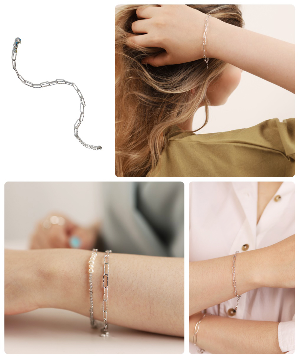Silver925 Italy Chain Bracelet PS002B Detail Cut