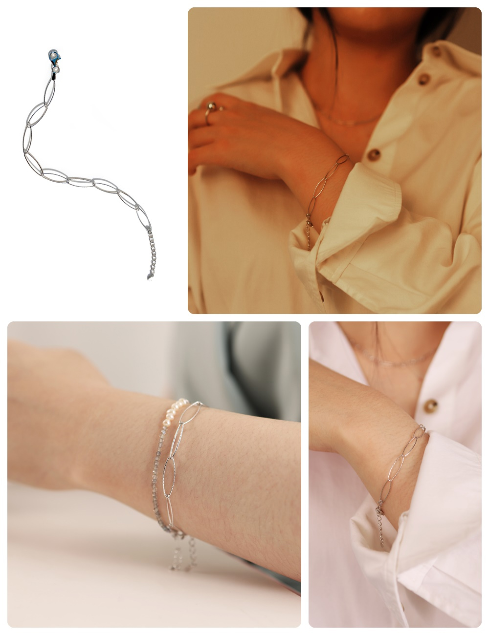 Silver925 Italy Chain Bracelet PS004B Detail Cut